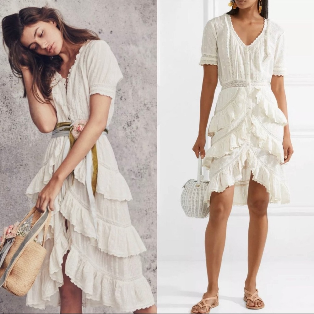 LoveShackFancy bec tiered ruffled lace dress
